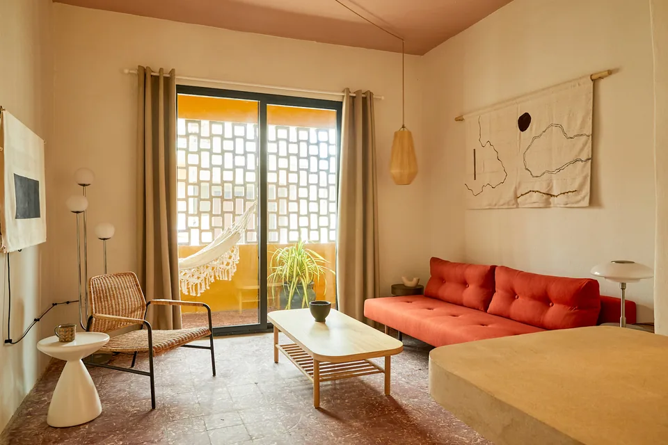 APT 3 living room opening onto a private terrace