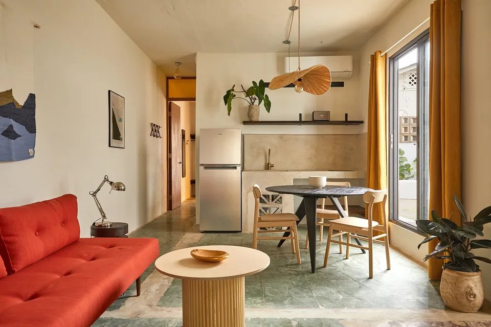 Open living room and kitchen in APT 4
