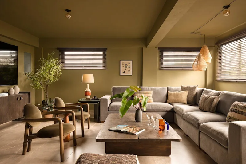 The living room of an apartment at Maru by DW in Condado, San Juan.
