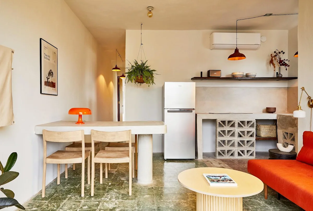 The kitchen and dining area of an apartment at APT by DW in Santurce, San Juan.
